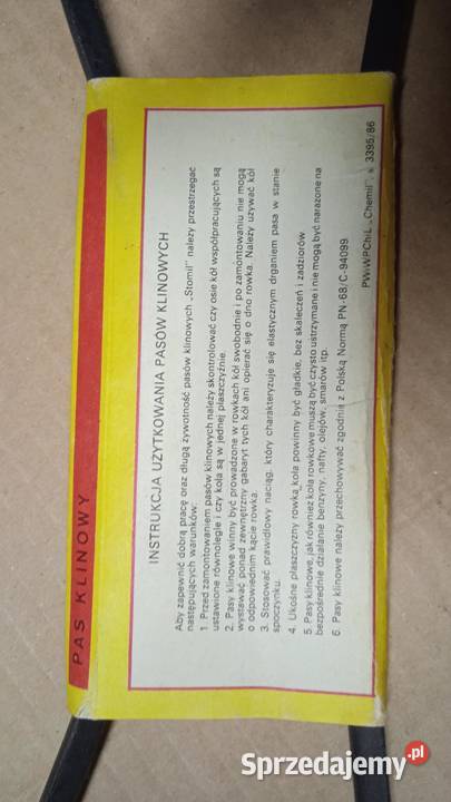 Pasek klinowy SPZ 912 produkcja PRL Ursus lubelskie Lublin