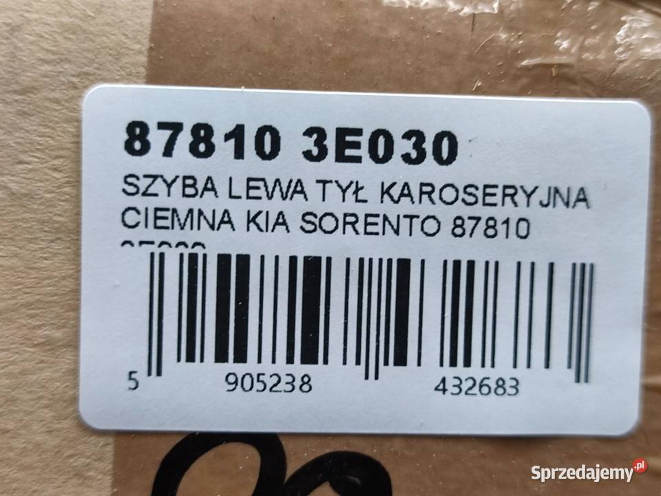 SZYBA KAROSERYJNA LEWY TYŁ KIA SORENTO AT LX Karoseryjne