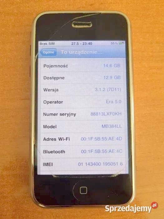 Apple iPhone 2G 16GB - A1203 (GSM) MB384LL/A - KOMPLET 100%