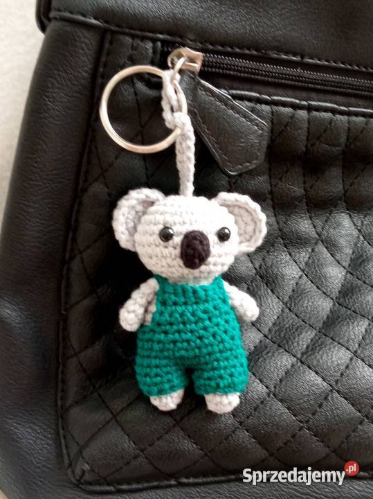 Miś koala wykonany na szydełku brelok zawieszka Łask