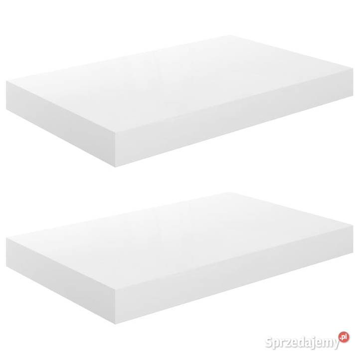 Półki ścienne 2 białe wysoki połysk 40x23x38 MDF Warszawa