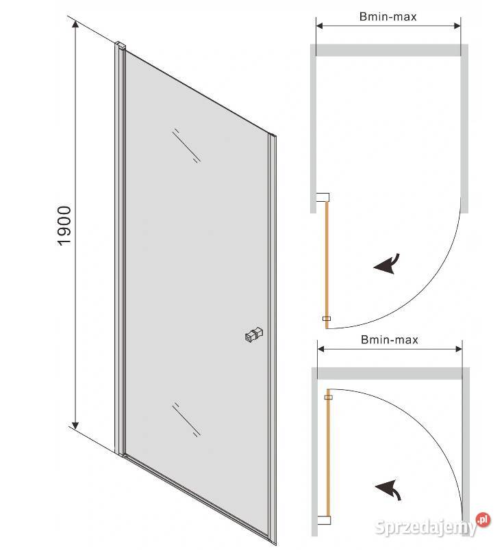 Drzwi prysznicowe złote uchylne 70 80 90 GOLD Choroszcz