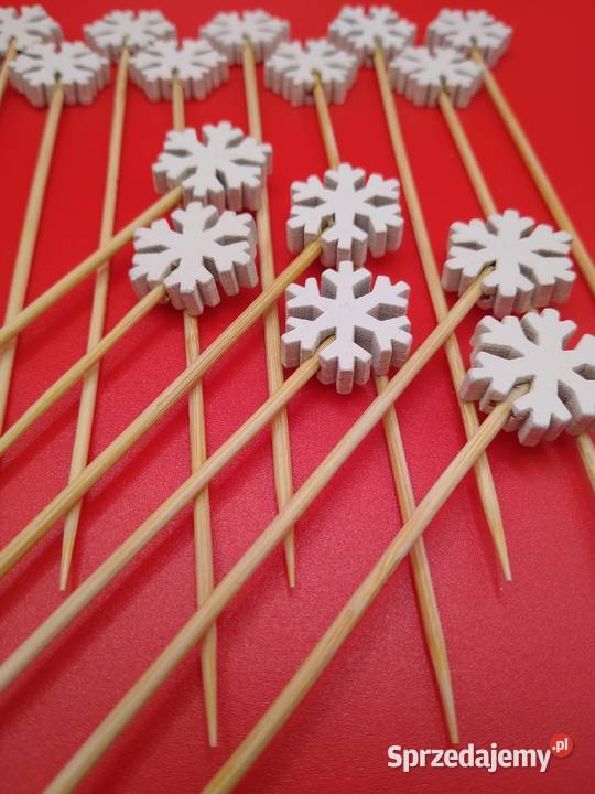 Wykałaczki Święta Śnieżynka Drewno Ozdoba