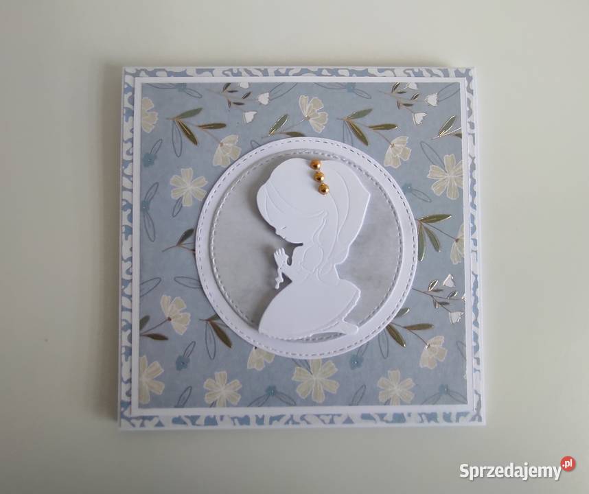 Kartka ręcznie robiona Komunia Święta handmade Łódź