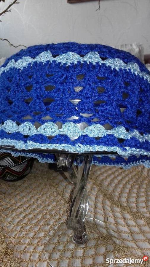 AŻUROWA CZAPECZKA Z BAWEŁNY AUTORSKIE RĘKODZIEŁO Galanteria i dodatki