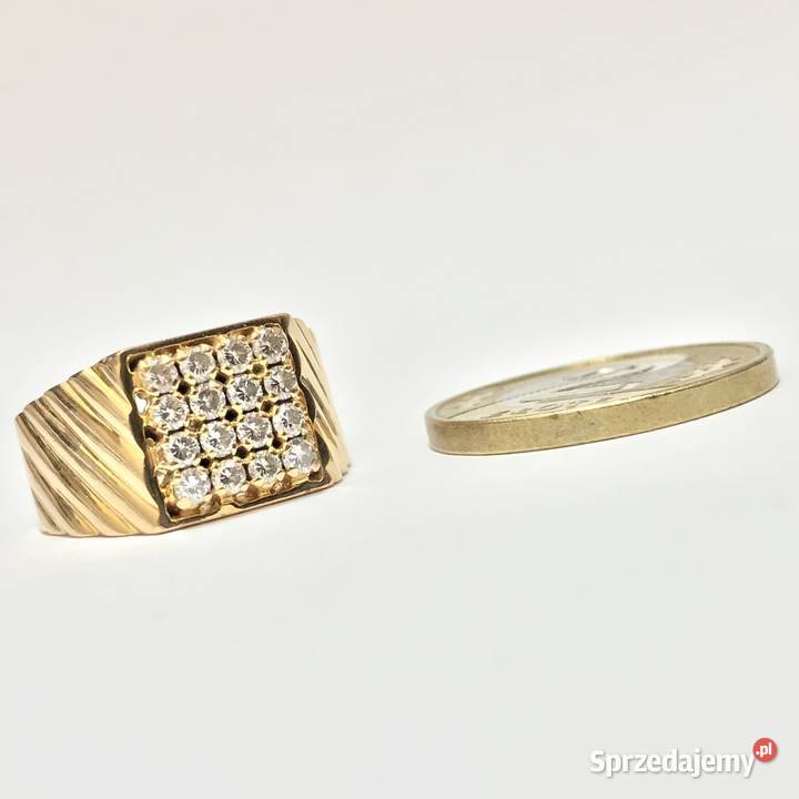 Złoty PIERŚCIONEK 900 22K DIAMENTY 056ct cud r14 Pierścionki