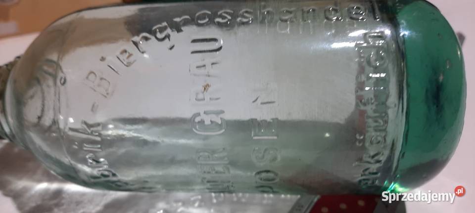 Stara butelka napis Mineral Waser WALTER GRAU Warszawa