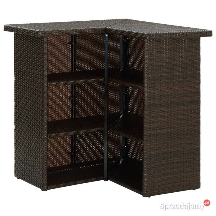 Narożny stolik barowy brązowy 100x50x105 rattan