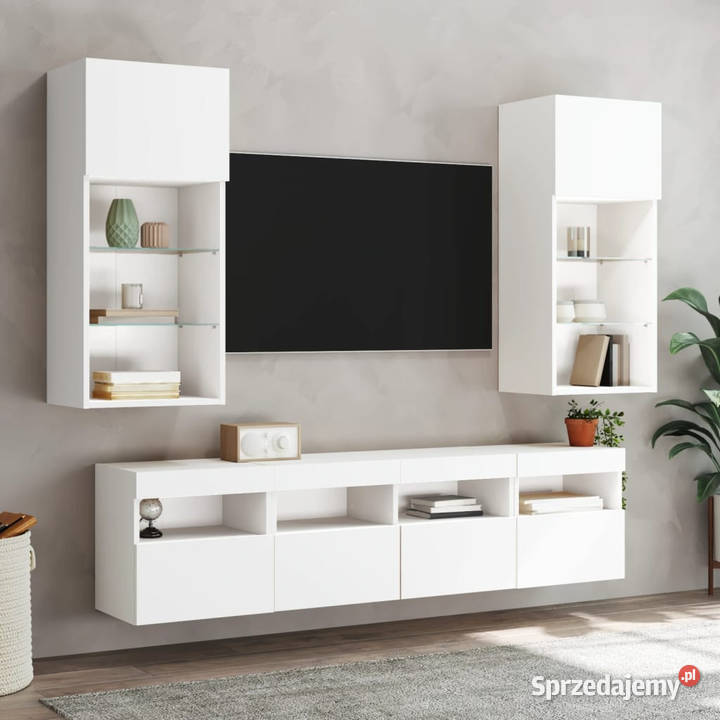 Ścienna szafka TV z LED biała 40x30x40 WM837169 Warszawa