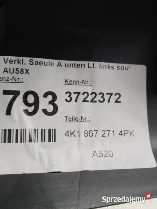 OSŁONA PROGU LLEWY PRZÓD TYŁ KPL 4K1867271 Progi