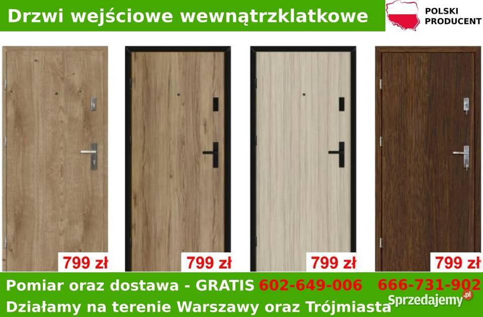 Drzwi wejściowe wewnątrzklatkowe dostawa pomiar Łódź