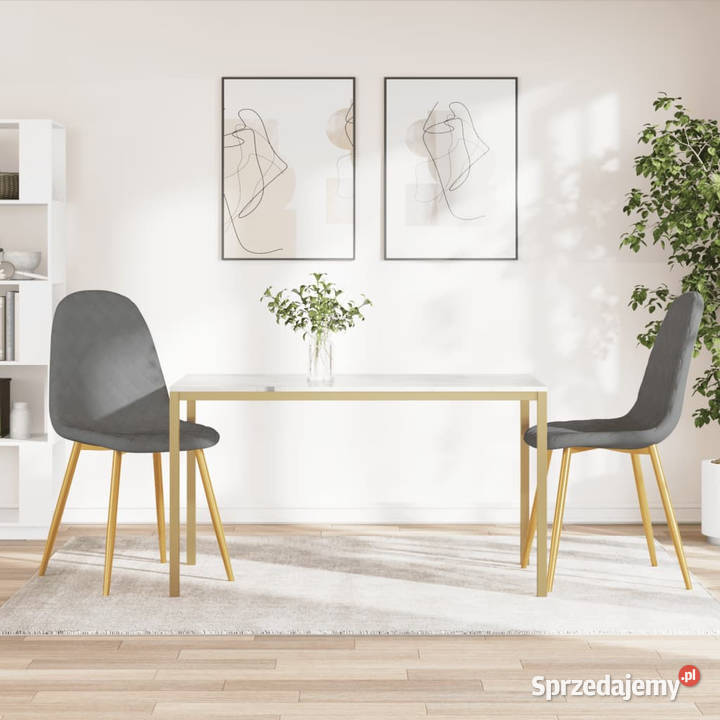 Krzesła stołowe 2 jasnoszare aksamitne WM325668 Warszawa