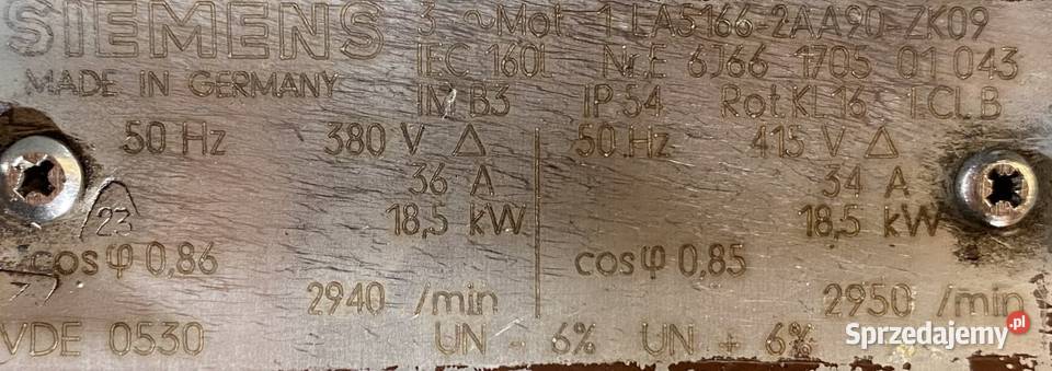 silnik elektryczny 185kW 2940obr 3fazowy SIEMENS Pigża