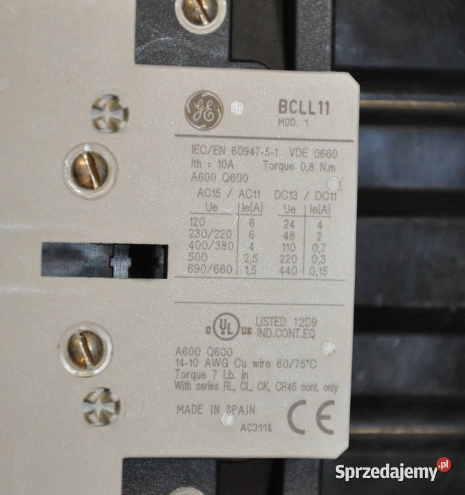 Stycznik GE CK95BE300 310A cewka 220250V AC styk Produkcja Krzeszowice