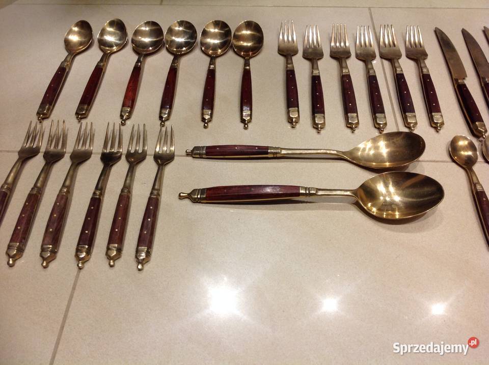 Stare Sztućce z Brązu Zestaw 31 Drewno Wiśniowe Nowa Sól