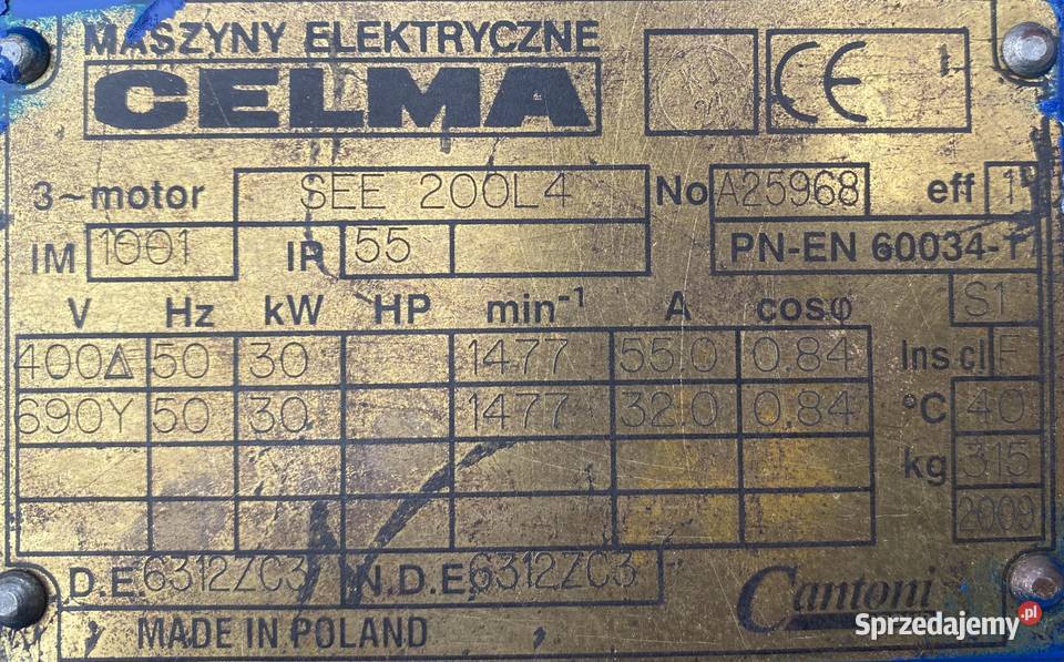 silnik elektryczny 30kW 1477obr 3fazowy CELMA Pigża