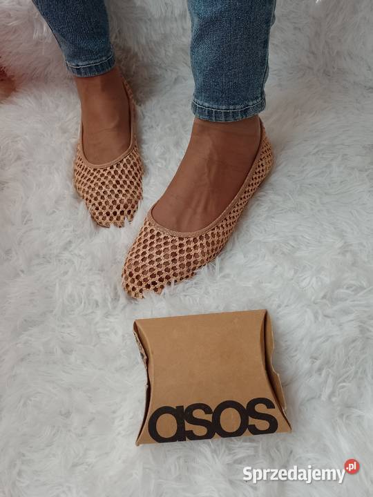 40 ASOS Brązowe ażurowe Baleriny wieczorowe z Moda i Styl