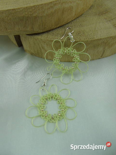 Kolczyki frywolitkowe różne wzory i kolory Wiśniowa