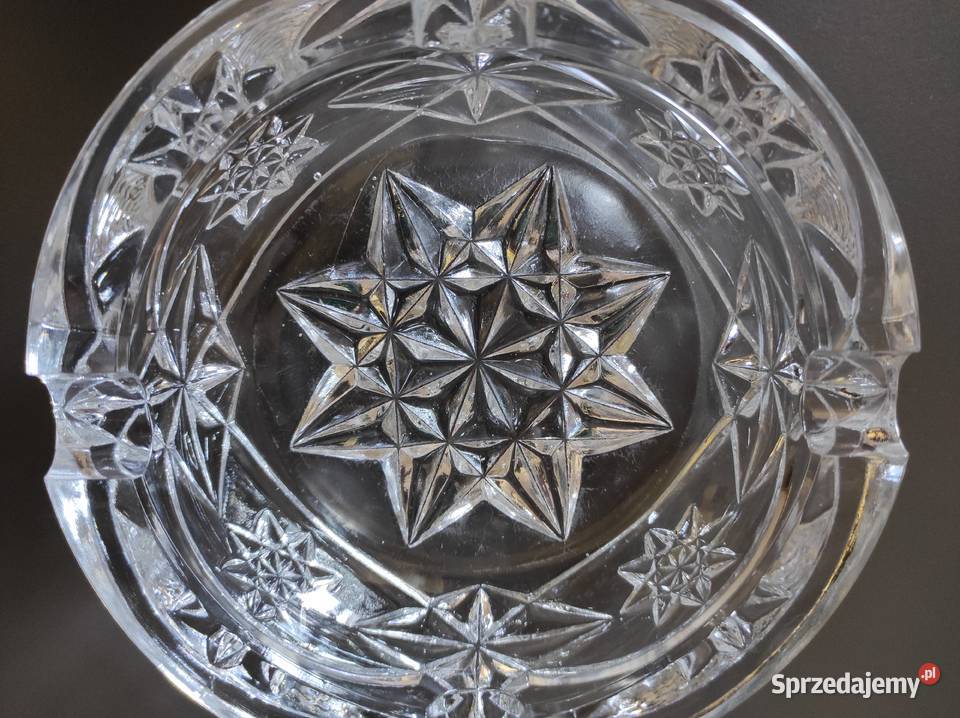Popielnica duża ciężka stare szkło kryształ Warpechy Stare