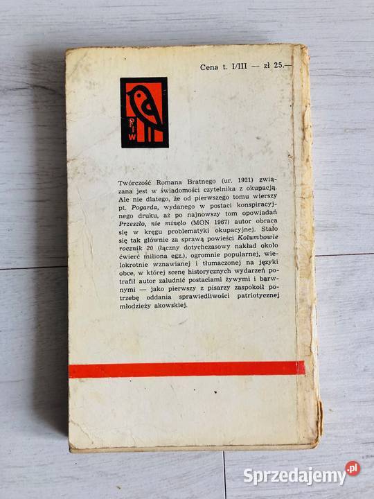 Kolumbowie Rocznik 20 trzy tomy Roman Bratny Rok wydania 1969