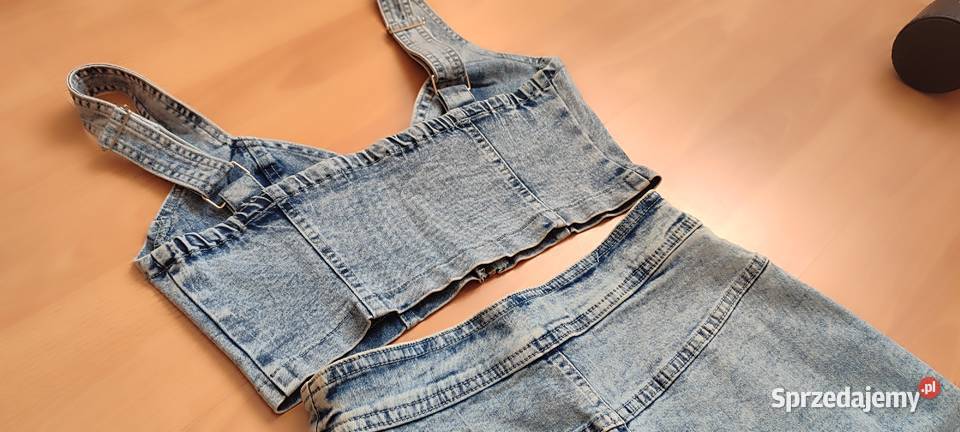 Komplet jeansowy spódnica krótki top NOWE bez Połomia