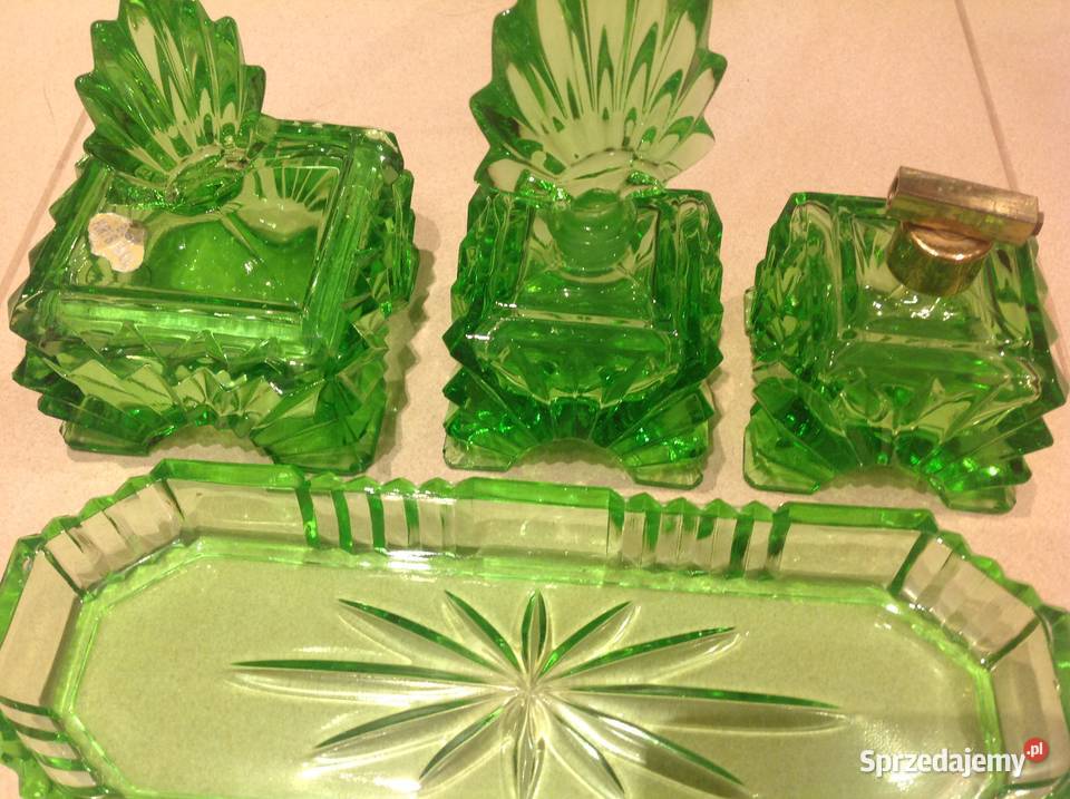 Zestaw Toaletowy Szkło Kryształowe zielone Ceramika i szkło Nowa Sól