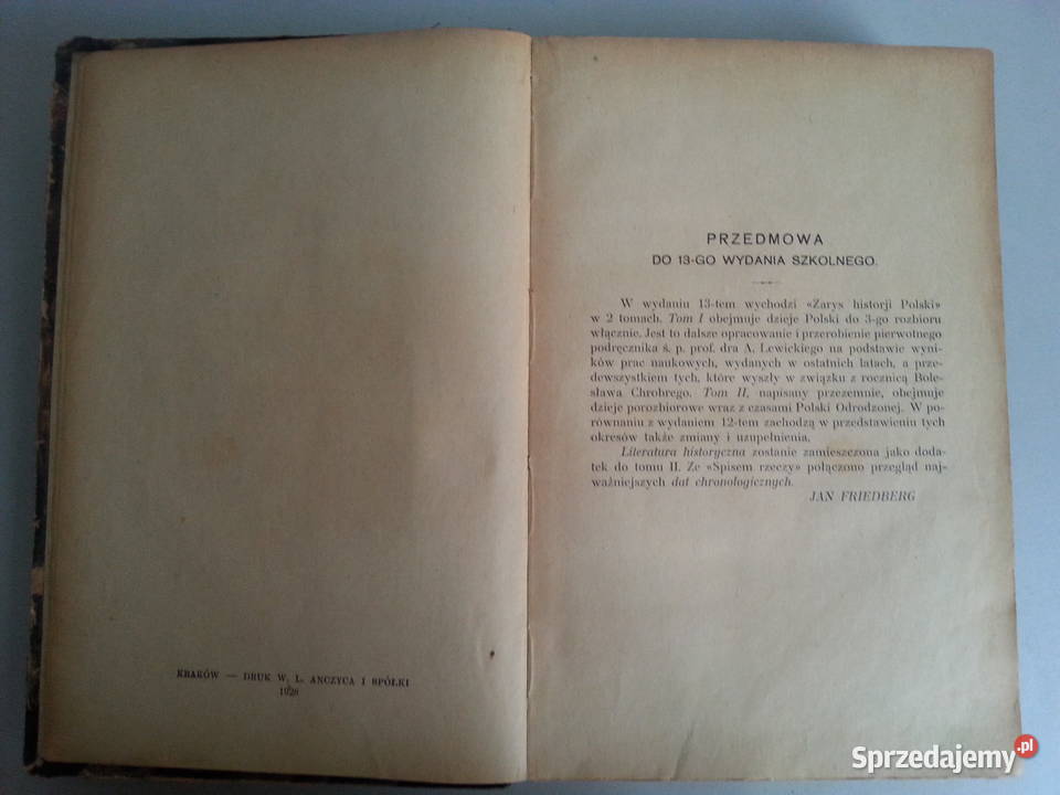Zarys historji Polski Jan Friedberg 1928r Olesno