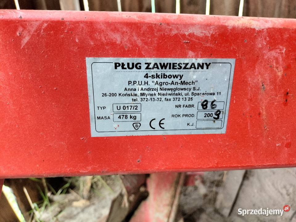 Pług zawieszany 4 skibowy sprzedam