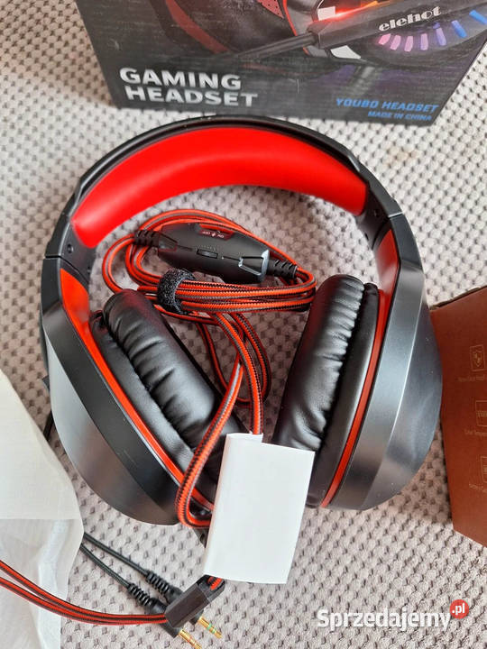 Słuchawki gamingowe podświetlane LED Elehot A20 Regulacja dźwięku na przewodzie Głośniki, słuchawki i kamerki internetowe Nałęczów