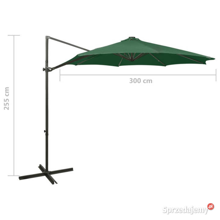 Parasol wiszący z LED i słupkiem zielony 300 mazowieckie Warszawa