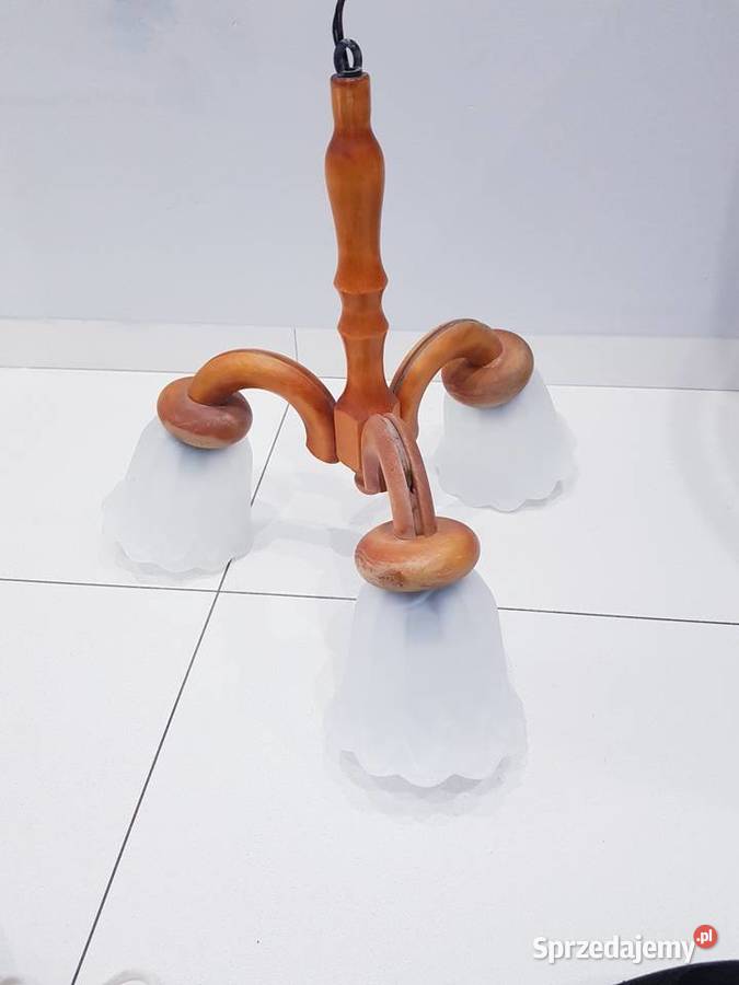 Stary drewniany żyrandol JZaranek z defektem Dąbrowa Górnicza