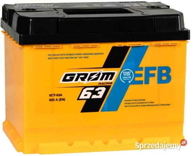 Akumulator Grom Racing EFB 63Ah 620A wysoki Akumulatory Pruszków