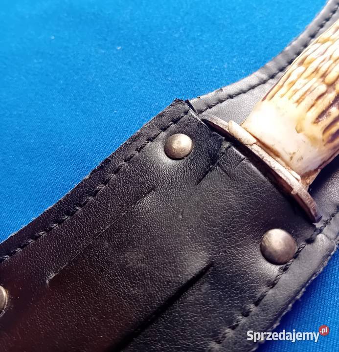 Nóż myśliwski finka rękojeść z imitacji rogu PRL Militaria Koźminek sprzedam