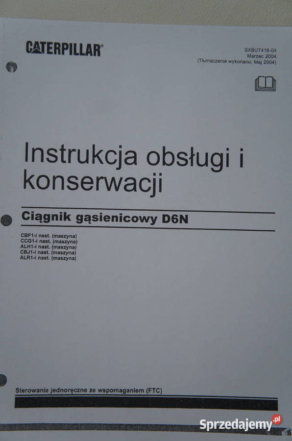 Instrukcja obsługi DTR spycharka CAT CATERPILLAR Kielce sprzedam