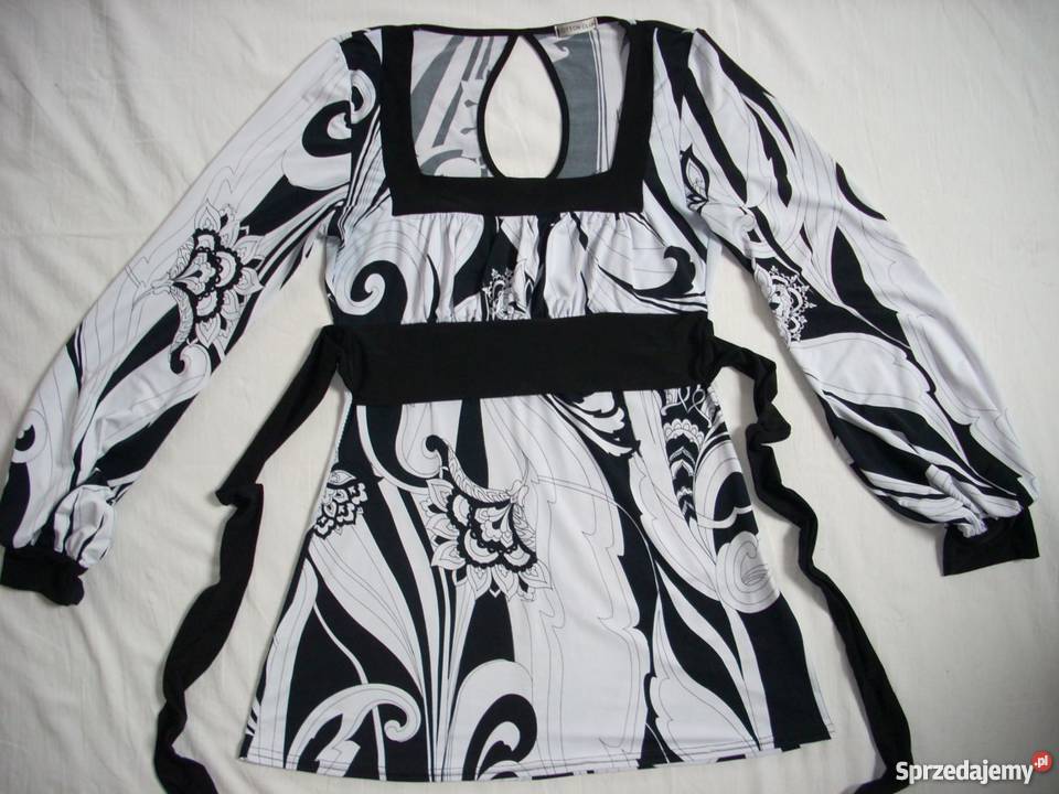 Cotton Club Bluzka wiązana Czarno Biała 36 małopolskie Nowy Sącz