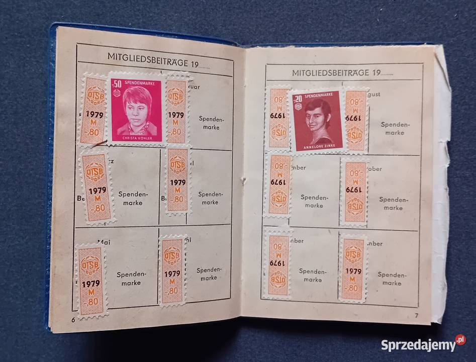 Legitymacja Deutsche Turn und Sportbuch der DDR wielkopolskie Koźminek sprzedam