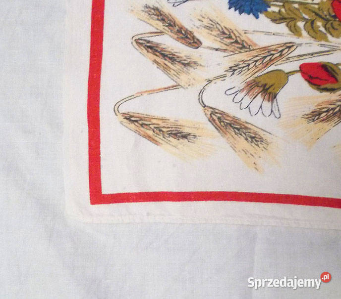 maki bieżnik prl vintage serweta w maki len odcienie czerwieni Szczecin