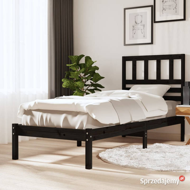 Rama łóżka czarna lite drewno sosnowe 100 x 200 Warszawa