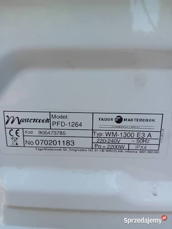 Pralka mastercook pfd 1264 wolnostojące Dąbrówka