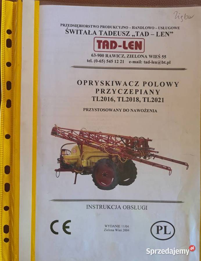 Opryskiwacz Tadlen 2000L z ciągnikiem mazowieckie