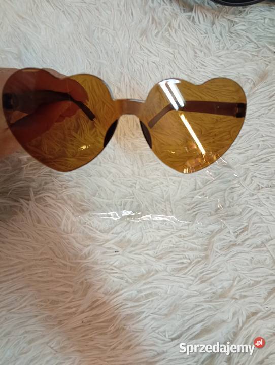 Brązowe okulary przeciwsłoneczne serca serce Kraków sprzedam