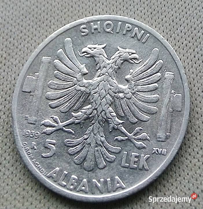 ALBANIA5 LEK1939 r SREBRO 835 OKUPCJA WŁOSKA Legionowo sprzedam