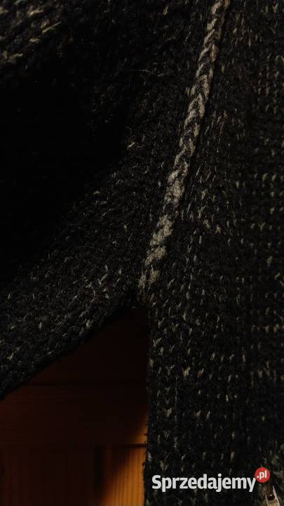 Sweter grafitowy ciemny granatowy suwak kaptur