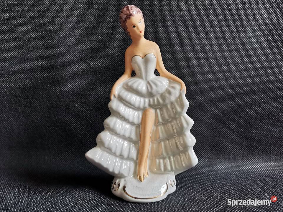 Stara figurka Dama w ukłonie porcelana Jan Katowice
