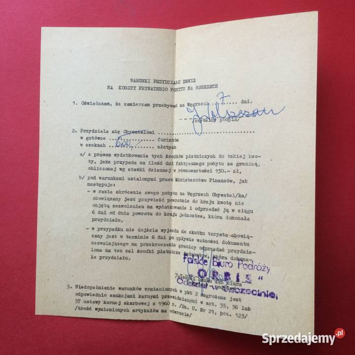 1402 Trzy Bilety PKP i Przydział Dewiz na Węgry zachodniopomorskie Szczecin