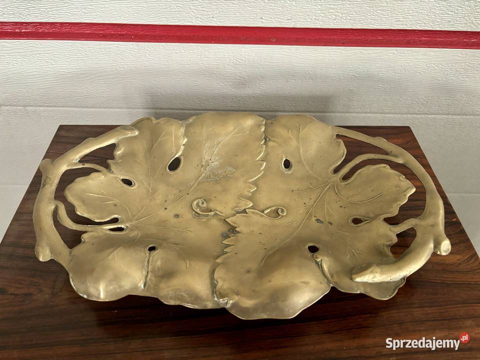 Stara mosiężna patera liść Wrocław sprzedam