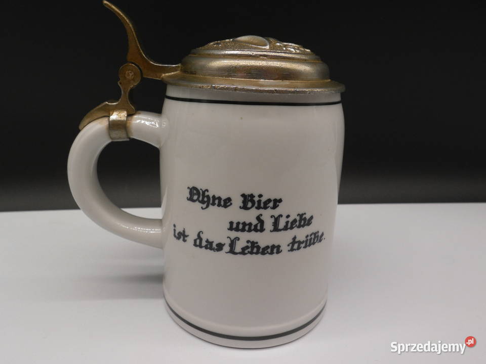Kolekcjonerski Porcelanowy Kufel z Pokrywką Raszków