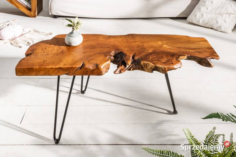 Stolik kawowy ława drewno teak natur nowoczesny do salonu