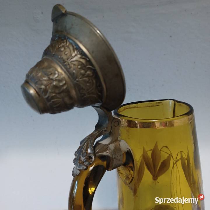 Secesyjny szklany dzban do wina z końca19 w Wrocław