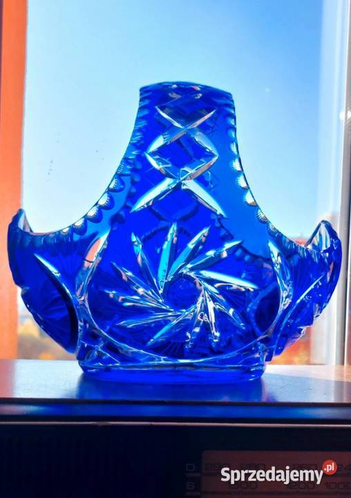 Piękny duży kosz kryształowy PRL dolnośląskie Wrocław